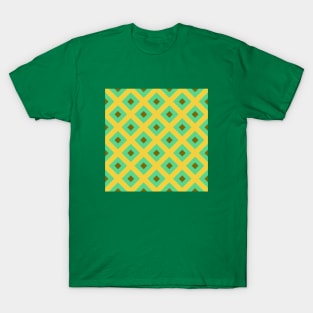 Yellow green and brown squares patterns design T-Shirt